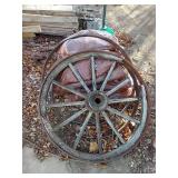 (1) Original, Wooden Wagon Wheel And (2) Wagon Wheel Rims