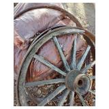(1) Original, Wooden Wagon Wheel And (2) Wagon Wheel Rims