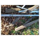 Scrap Lot Of Metal Fence Posts, Pipes, Wood Posts, And Railroad Ties