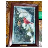 The Bradford Exchange "Winter Pair" Illuminated Stained Glass By James Hautman