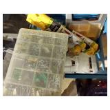 Tote Of Empty Organizers, Misc. Hardware, And Tools