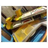 Tote Of Empty Organizers, Misc. Hardware, And Tools