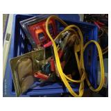 Box With Jumper Cables, Mini Pry Bar, Micro Torch, And Other Misc. Tools