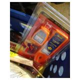 Box With Jumper Cables, Mini Pry Bar, Micro Torch, And Other Misc. Tools