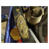 Crate With Digital Angle Finder, New Garage Door Threshold, Spray Foam, Tie Down Strap, And Other Misc.