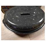 Enamel Roasting pot With Box Of Misc. Jars