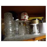 Cabinet Full Of Mugs, Corelle Dishes, And Crystal Glasses