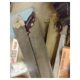 Box w/ 250lb Retrieving Magnet, Saws, Miter Saws, Etc