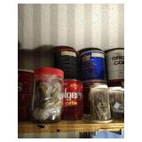 Shelf of Jars with Hardware - Approximately 20 Jars/Cans!