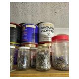 Shelf of Jars with Hardware - Approximately 20 Jars/Cans!