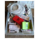 Storage Tote Full of Light Bulbs & Lighting Installation Items