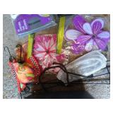 Tote of Filters, Organizers & Yard Flags