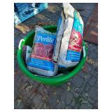 Large Plastic Tub Filled With Garden Items - Fertilizer, Insect Killer, Etc