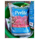 Large Plastic Tub Filled With Garden Items - Fertilizer, Insect Killer, Etc