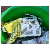 Large Plastic Tub Filled With Garden Items - Fertilizer, Insect Killer, Etc