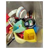 Tote of Vintage Toys - Mostly Kitchen/Food