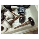 Small Bin With Several Antique Door Handles