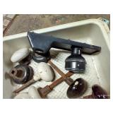 Small Bin With Several Antique Door Handles