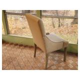 Upholstered Contemporary Brass Tack Chair