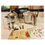 2 Vintage MCM Ice Buckets & Barware Lot