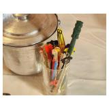 2 Vintage MCM Ice Buckets & Barware Lot