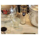 2 Vintage MCM Ice Buckets & Barware Lot