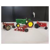 Tractor and 3 bottom plow lot, brands unknown