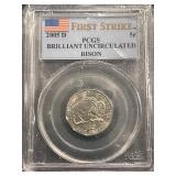 2005-D Bison Jefferson Nickel PCGS First Strike Brilliant Uncirculated