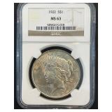 1922 Peace Dollar NGC MS63