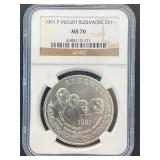 1991-P Mount Rushmore Silver Dollar NGC MS70 RARE