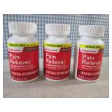 (EC1) 3 Bottles Extra Strength Pain Reliever 125 Caplets Each