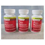 (EC1) 3 Bottles Extra Strength Pain Reliever 125 Caplets Each