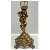 Vintage EF & EF Pedestal Cherub Standing Floor Crystal Glass Ashtray 22" T