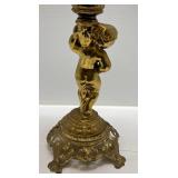 Vintage EF & EF Pedestal Cherub Standing Floor Crystal Glass Ashtray 22" T