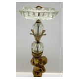 Vintage EF & EF Pedestal Cherub Standing Floor Crystal Glass Ashtray 22" T