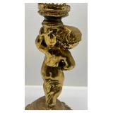 Vintage EF & EF Pedestal Cherub Standing Floor Crystal Glass Ashtray 22" T