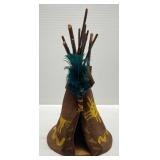 Vintage Native American Miniarute Doll House Teepee With Dolls