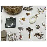 Vintage Carry Case With Vintage Jewelry & More