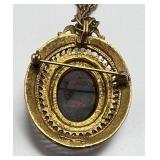 Vintage Florenza Pendant Brooch, Cameo Necklace