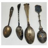 Sterling & 830 Silver Souvenir Spoons Roughly 76.92 G