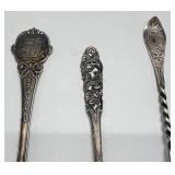 Sterling & 830 Silver Souvenir Spoons Roughly 76.92 G