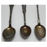 Sterling & 830 Silver Souvenir Spoons Roughly 76.92 G