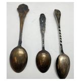 Sterling & 830 Silver Souvenir Spoons Roughly 76.92 G
