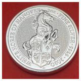 2020 UK Great Britain Queen Elizabeth II Horse Beasts Silver 2 Oz. Coin (In Protective Sleeve)