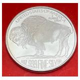 1 OZ. .999 Fine Silver Buffalo Round (In Protective Sleeve)