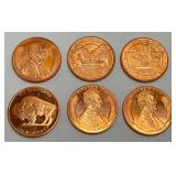 .999 Copper 1 OZ. Coins 21 Total