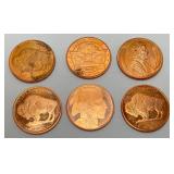 .999 Copper 1 OZ. Coins 21 Total