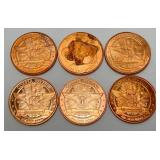 .999 Copper 1 OZ. Coins 21 Total