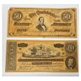 Misc. Vintage Facsimile (FAKE) US CONFEDERATE PAPER CURRENCY (Still Very Cool Vintage)