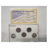 2007 Platinum Edition State Quarter Collection - 5 coins